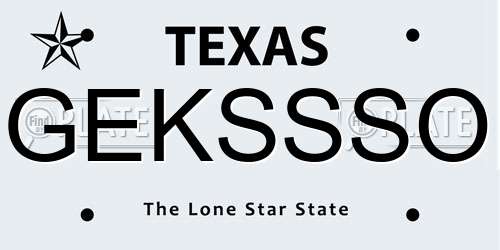 GEKSSSO Texas License Plate
