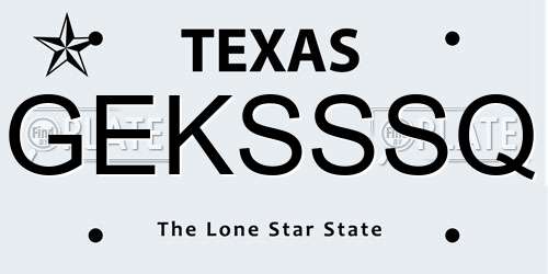 GEKSSSQ Texas License Plate