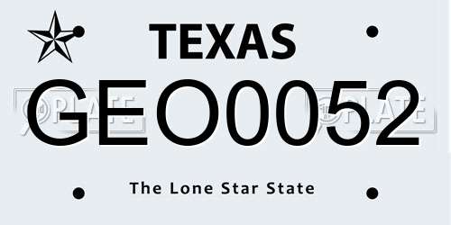 GEO0052 Texas License Plate