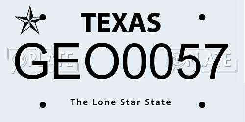 GEO0057 Texas License Plate