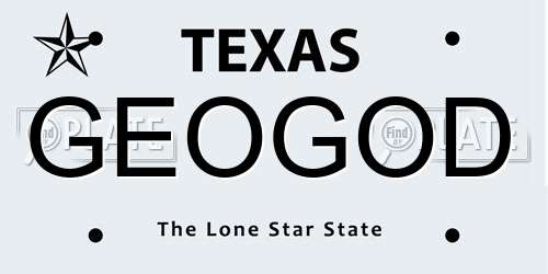GEOGOD Texas License Plate