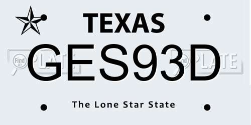 GES93D Texas License Plate