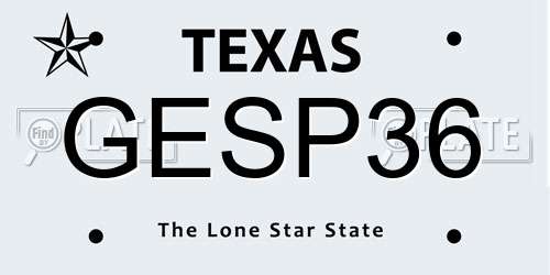 GESP36 Texas License Plate
