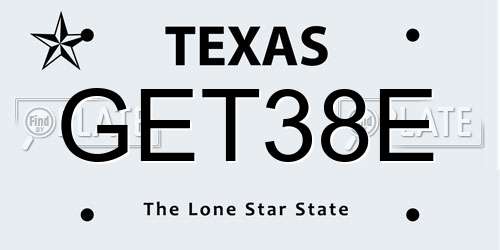 GET38E Texas License Plate