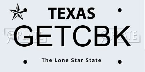 GETCBK Texas License Plate