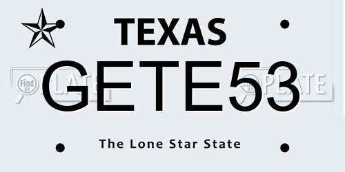 GETE53 Texas License Plate
