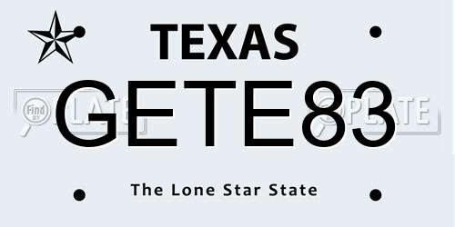 GETE83 Texas License Plate