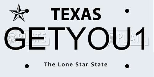 GETYOU1 Texas License Plate