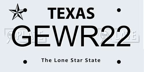 GEWR22 Texas License Plate