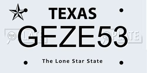 GEZE53 Texas License Plate