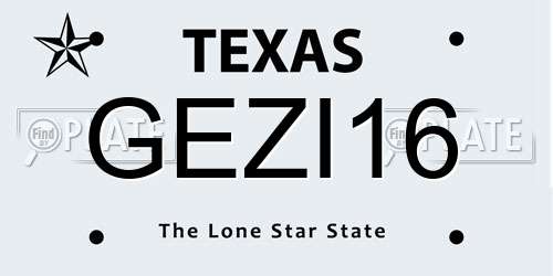 GEZI16 Texas License Plate