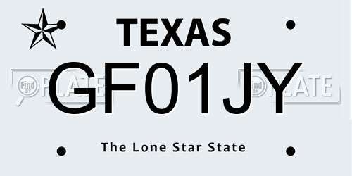 GF01JY Texas License Plate