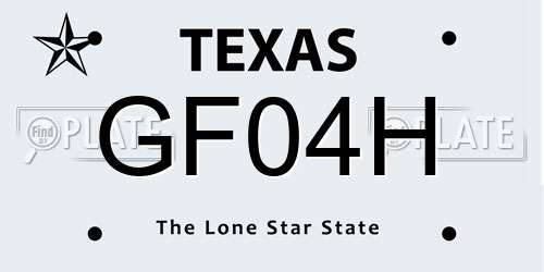 GF04H Texas License Plate