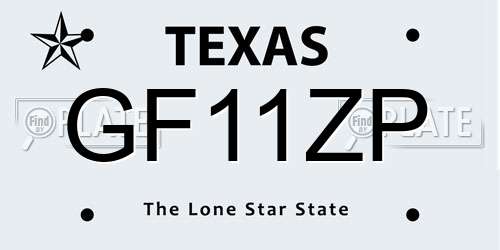GF11ZP Texas License Plate