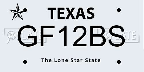 GF12BS Texas License Plate