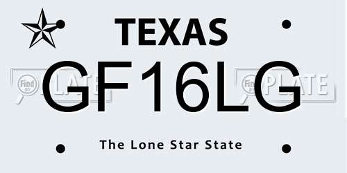 GF16LG Texas License Plate