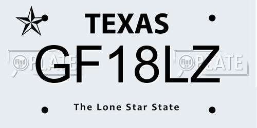 GF18LZ Texas License Plate