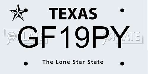 GF19PY Texas License Plate