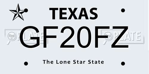 GF20FZ Texas License Plate