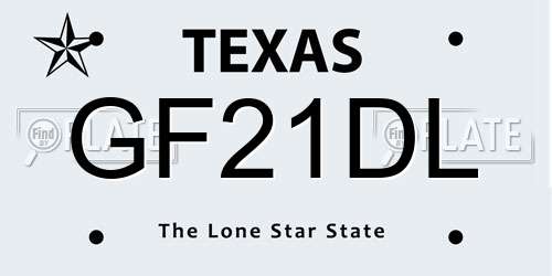 GF21DL Texas License Plate