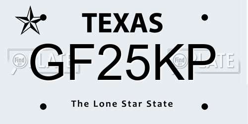 GF25KP Texas License Plate
