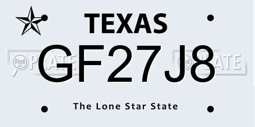 GF27J8 Texas License Plate