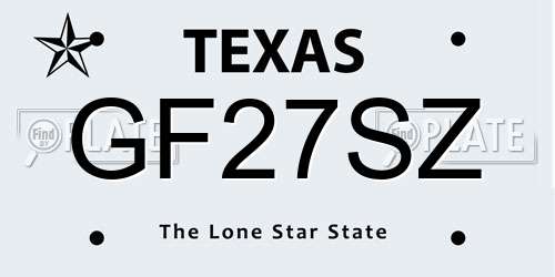 GF27SZ Texas License Plate