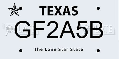 GF2A5B Texas License Plate