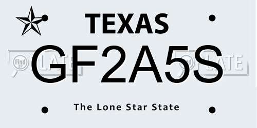 GF2A5S Texas License Plate