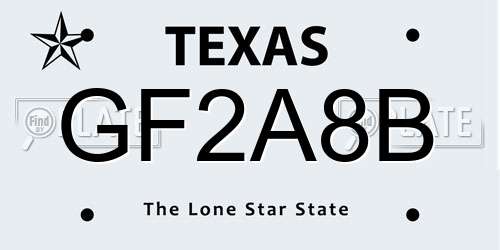 GF2A8B Texas License Plate