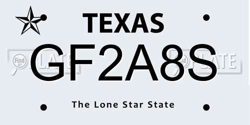 GF2A8S Texas License Plate