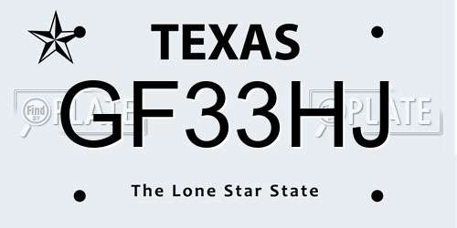 GF33HJ Texas License Plate