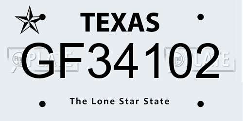 GF34102 Texas License Plate