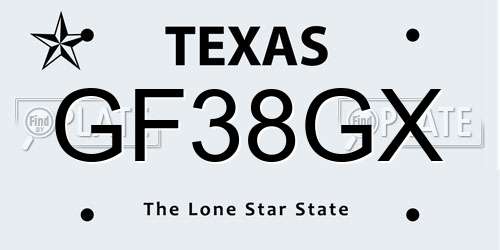 GF38GX Texas License Plate