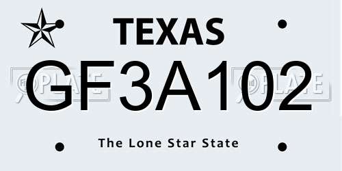 GF3A102 Texas License Plate