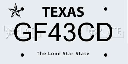 GF43CD Texas License Plate