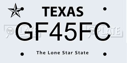 GF45FC Texas License Plate