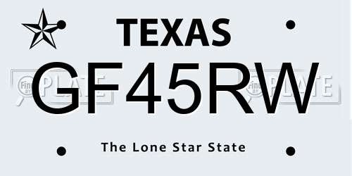 GF45RW Texas License Plate