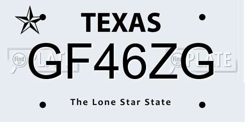 GF46ZG Texas License Plate