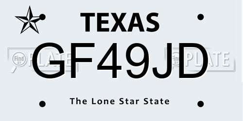 GF49JD Texas License Plate