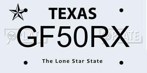 GF50RX Texas License Plate