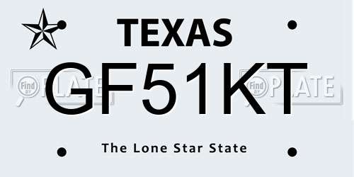 GF51KT Texas License Plate