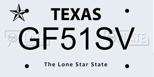 GF51SV Texas License Plate