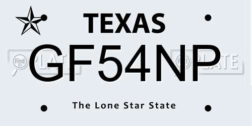 GF54NP Texas License Plate
