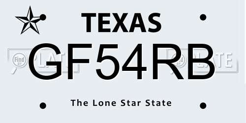 GF54RB Texas License Plate
