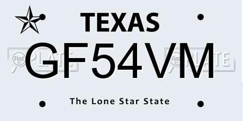 GF54VM Texas License Plate