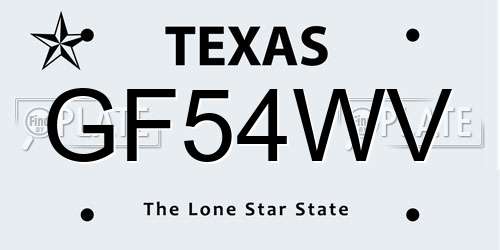 GF54WV Texas License Plate
