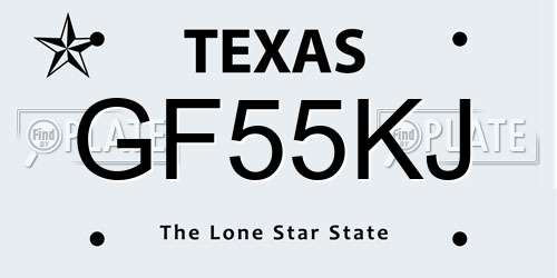 GF55KJ Texas License Plate