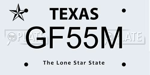 GF55M Texas License Plate