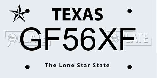 GF56XF Texas License Plate